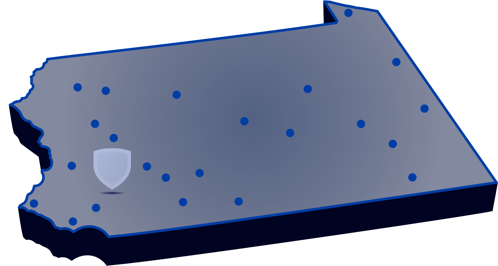 Locations of Penn State's campuses throughout Pennsylvania with Penn State Berks highlighted